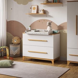 VitaliSpa Wickelkommode Malia 108 x 98 cm, Weiß Eiche, Wickeltisch inkl. Wickelauflage