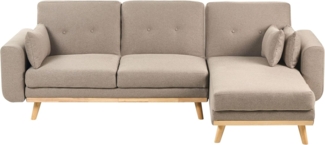 3-Sitzer Ecksofa Stoff hellbraun linksseitig mit Schlaffunktion KAARINA
