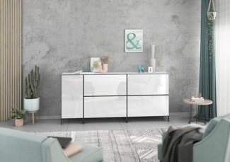 BMG Möbel Schranksystem Model+ (5 teilig bestehend aus, 1x Schrank mit Tür, 4x Schrank mit Klappenfunktion, Softclose) Schränke können individuell angeordnet werden