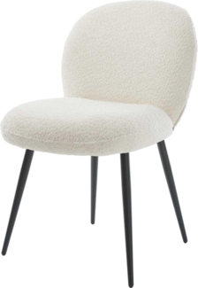 Esszimmerstuhl Nube-Flex Bouclé Weiß 4-Fuß konisch Schwarz Taschenfederkern