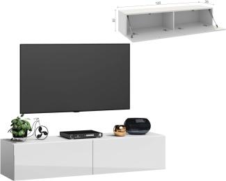 Fernsehschrank fernsehregal tv Board hängend tv Shrank tv 55 Zoll lowboard tv Tisch 2 Farben weiß glänzend hängend/stehend 120cm 4housedesign®