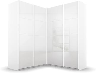 Rauch Möbel Quadra Schrank Eckschrank Schwebetürenschrank, Weiß, 4-trg, inkl. 2 Kleiderstangen, 12 Einlegeböden, 3 Schubkästen, BxHxT 181 x 210 x 187 cm