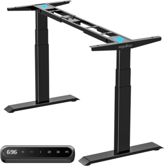 E.For.U® DT30 Elektrisch höhenverstellbarer Schreibtisch (Dualer Motor, Schwarz) höhenverstellbares Tischgestell 2 Motoren，3-Fach-Teleskop, mit Memory-Steuerung (Schwarz)