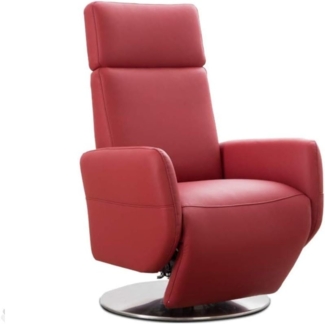 Cavadore TV-Sessel Cobra mit 2 E-Motoren / Elektrischer Fernsehsessel mit Fernbedienung / Relaxfunktion, Liegefunktion / Ergonomie S / Belastbar bis 130 kg / 71 x 108 x 82 / Echtleder Rot