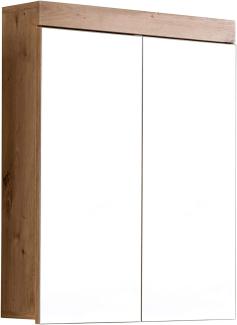 Trendteam 'Amanda' Spiegelschrank, Holz, 77 x 17 x 60 cm, Eichetöne, Weiß / Weiß Hochglanz