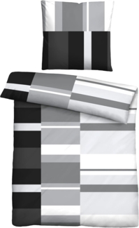 Traumhaft schlafen - Castell - Markenbettwäsche Polycotton Renforce Bettwäsche 0460125 STREIFEN, schwarz, 1x 135x200 cm + 1x 80x80 cm
