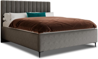 Polsterbett Soho - Bettkasten mit Gasdruckfedern - Doppelbett mit Lattenrost, Bett mit Metallfüße und Polsterkopfteil, Bettgestell, Schlafzimmer, Velvet Stoff (Graphit (Kronos 22), 140 x 200 cm)