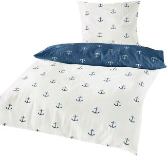 TRAUMSCHLAF Bettwäsche Anker, Seersucker, 2 teilig, maritimes Design in bügelfreier Qualität