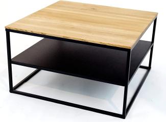 Couchtisch PADUA II Beistelltisch Eiche Massivholz Metall Schwarz ca. 70 x 40 x 70 cm