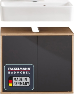 Fackelmann FINN Badmöbelset 2-teilig, 60 cm breit, Braun hell/Anthrazit
