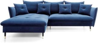 Designer Sofa Louise mit Schlaf- und Klappfunktion Blau links