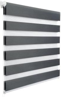 WOLTU Doppelrollo Klemmfix ohne Bohren Dunkelgrau 80x130cm (BxH), Duo Rollo Zebrarollo Fensterrollo Klemmrollo Seitenzugrollo Easyfix lichtdurchlässig & verdunkelnd Rollos für Fenster und Tür