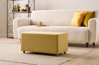 Stylish Yellow Pouffe, 80 x 40 x 40 cm | Wooden Frame, 50% Cotton/50% Polyester, 32 DNS Foam | Easy Clean Fabric, Perfect for Modern Living Spaces