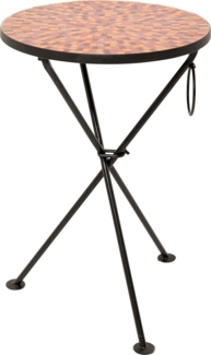 Kare Design Beistelltisch Clack Mosaic, Rot, 35cm Durchmesser, Couchtisch, Ablage, Glas Tischplatte, Stahlgestell, Rund