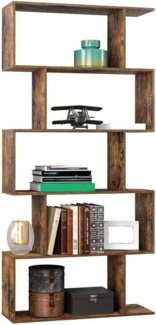 BAKAJI Bücherregal mit 6 Ablagen aus MDF-Holz, modernes Design Zickzack-Zack, industriell, für Wohnzimmer, Wohnzimmer, Haus oder Büro, Maße: 159 x 70 x 24 cm