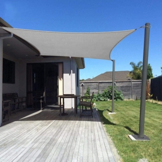 Dripex Sonnensegel wasserdicht Sonnenschutz Set 3X3 m inkl Befestigungsseile Rechteckig Polyester Imprägniert 95% UV Schutz Windschutz Wetterschutz für Balkon Garten Terrasse - Grau