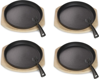 ECHTWERK Bratpfanne Grillpfanne, Gusseisen (8-tlg, Servierpfanne aus Gusseisen mit abnehmbarem Griff inkl. Servierbrett), Abnehmbarer Griff. Bereits eingebrannt.