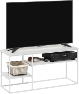Furinno Moretti Modern Lifestyle TV-Ständer für Fernseher bis zu 50 Zoll, Solides Weiß/Weiß