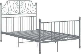 vidaXL Bettgestell Metallbett Schlafzimmer Bett Doppelbett Schlafzimmermöbel Bettrahmen Lattenrost Pulverbeschichtetes Metall Grau 120x200cm