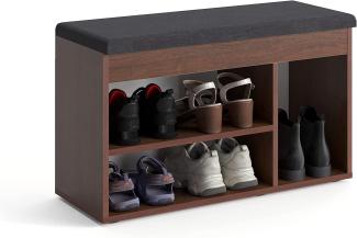 KOMTO Schuhbank mit Sitzfläche - Schuhregal Bank mit Stauraum Nussbaum 80 x 48 x 32 cm Schuhschrank mit Sitzbank Flur Bank Garderobenbank Sofia…