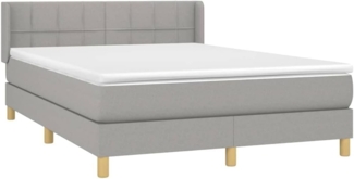 vidaXL Boxspringbett mit Matratze Hellgrau 140x190 cm Stoff