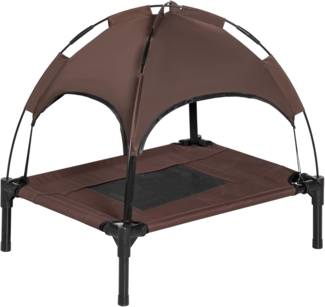 PawHut Tierbett Hundeliege mit Baldachin, Taftstoff, Atmungsaktiv, Netzstoff, für Garten, Balkon, Kaffee