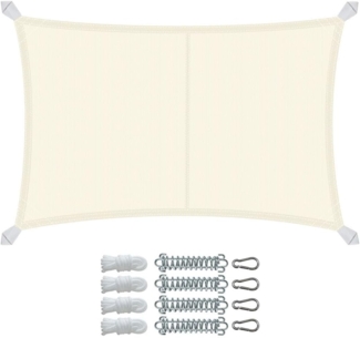 VOUNOT® Sonnensegel Rechteckig mit Befestigung Set, Wasserdicht Sonnenschutz Wetterbeständig, für Balkon Garten Terrasse, 3x4 m, Beige