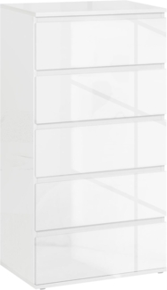 HOMCOM Kommode Schubladenschrank Sideboard mit 5 Schubladen (Büroschrank mit kippsicheren Zuglaschen, 1 St, für Wohnzimmer, Schlafzimmer), Weiß, 55 x 34 x 100 cm