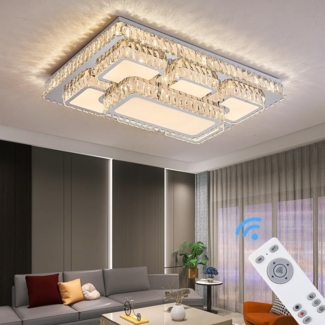 Eurotondisplay LED Deckenleuchte LED Deckenleuchte Kristall Lichtfarbe einstellbar mit Fernbedienung, LED fest integriert, Tageslichtweiß, Lichtfarbe und Helligkeit mit Fernbedienung oder App einstellbar