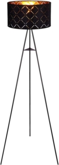 LED Stehleuchte, Textil, schwarz-gold, Stativ Gestell, H 149cm