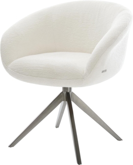 Drehstuhl Vinka-Flex mit Armlehnen Bouclé Soft Beige Kreuzgestell breit Graphit 360° drehbar Wippfunktion Taschenfederkern