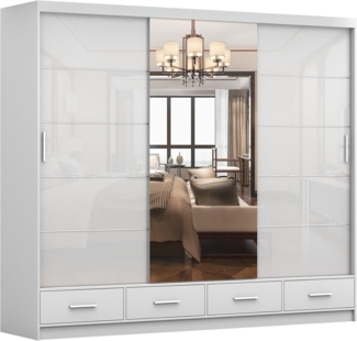 imoebel24 Schwebetürenschrank FLORENCE S 250 cm - Weiss / Weiss Semigloss