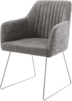 Esszimmerstuhl Greg-Flex Bouclé Grau Kufengestell Edelstahl