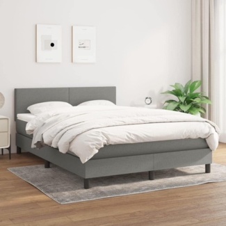 vidaXL Boxspringbett mit Matratze, Stoff, Dunkelgrau, 140x200 cm, H2