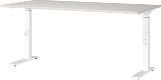 Germania Schreibtisch 7911-642, in Lichtgrau/Weiß, me. höheneinst, 160 x 91 x 80 cm (BxHxT)