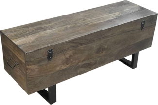 riess-ambiente Truhenbank FACTORY LOFT 115cm braun / schwarz · Sitzbank aus Mangoholz & Metall (Einzelartikel, 1-St), Fach · Massivholz · Kufengestell · Stauraum · Bohlenoptik · Handmade