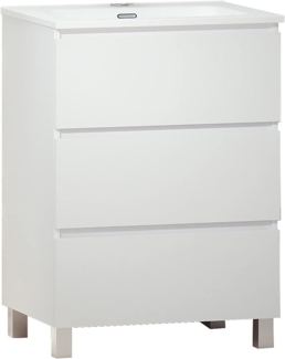 Baikal Trix Badezimmermöbel, 60 cm, 3 Schubladen, mit Beinen, Verschiedene Ausführungen und Maße, montiert, 3 Schubladen, 60 cm, Weiß