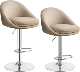 VASAGLE Barhocker, 2er Set, Barstuhl, höhenverstellbar, 360° drehbar, Küchenstuhl, mit Rückenlehne, Sockel, Fußstütze, Stahl, für Theke, Bar, Esszimmer