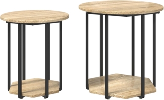 vidaXL Beistelltische 2 Stk. Sonoma Eiche Holz und Metall 869715