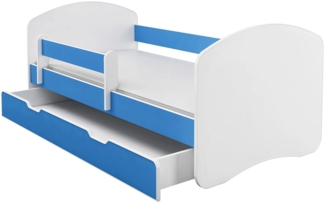 Kinderbett Jugendbett mit einer Schublade und Matratze Weiß ACMA II (180x80 cm + Schublade, Blau)