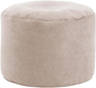 mokebo® Indoor Pouf 'Der Ruhepouf', runder Hocker fürs Wohnzimmer, Leichter Sitzpouf & Beistelltisch mit EPS-Perlen Füllung, Made in Germany | Weicher Webstoff in Beige