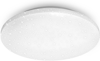BRILONER - LED Deckenlampe mit Sternendekor, LED Deckenleuchte Bad IP44, gelochtes Dekor, neutralweißes Licht, Ø340 mm, Weiß
