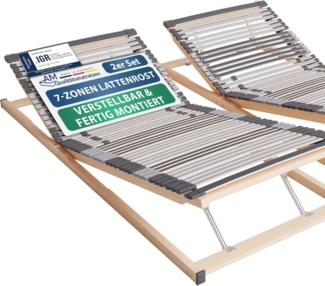 2x Ergonomischer Lattenrost 90x190 cm verstellbar - Lattenrost Set KV - 7-Zonen Lattenrost 90x190 cm Doppelpack - fertig montiert - 44 Leisten - Kopf- und Fußteil verstellbar - 2er Set - 90/190