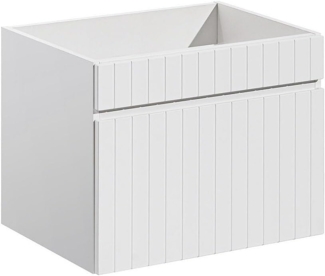 Vente-unique - Waschbeckenunterschrank hängend - Streifen-Optik - Weiß - 60 cm - SATARA