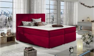 Stylefy Jupiter Boxspringbett Rot Velours KRONOS 140x200 cm