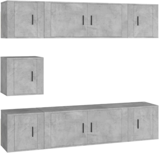 vidaXL 7-tlg. TV-Schrank-Set Betongrau Holzwerkstoff 3188666