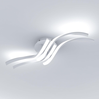 Comely Moderne LED Deckenleuchte, 32W 3600LM 60cm LED Deckenlampe, Weiße Aluminium Lampen Led Deckenbeleuchtung für Schlafzimmer, Wohnzimmer, Flur, Kaltweißes Licht 6500K