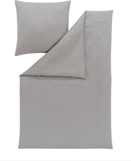 Estella Mako-Interlock-Jersey Bettwäsche Atelier Takoma 155x200 + 1 x Kissen 80 x 80 Uni grau