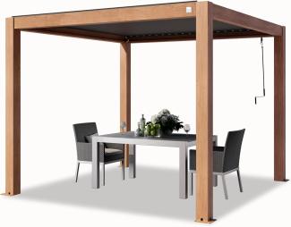 PRIMEYARD Pergola 3x3 m Aluminium Pfosten in Holzoptik mit Lamellendach aus Aluminium Terrassenüberdachung