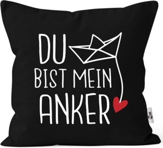 MoonWorks Dekokissen Kissen-Bezug Spruch Liebe du bist mein Anker Origami Papierschiffchen Print Geschenk Valentinstag Freund Freundin Mann Frau MoonWorks®
